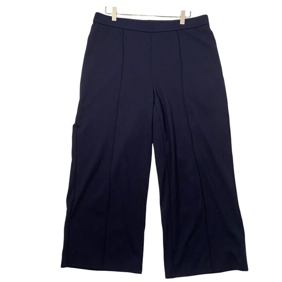 J. Jill Wearever Collection Womens pull on ponte knit Navy Wide Leg Pants Size M - Picture 1 of 8